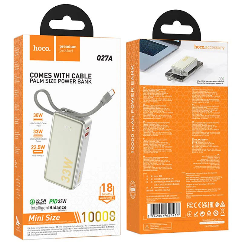 Hoco Q27A 33W 10000mAh Power Bank - High-Speed Charging - Saif Al Najmi Kw