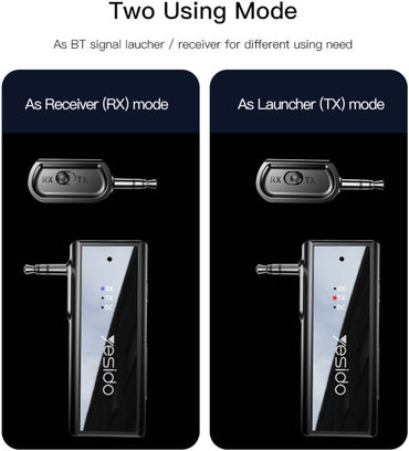 Yesido YAU41 Bluetooth 5.1 Transmitter & Receiver Adapter – AUX + Type-C (Black)