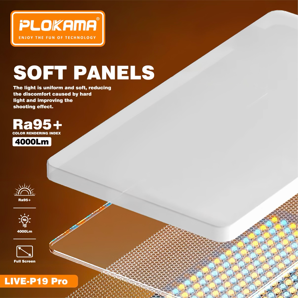 PLOKAMA LIVE P19 Pro 80W RGB LED Fill Light Studio Panel