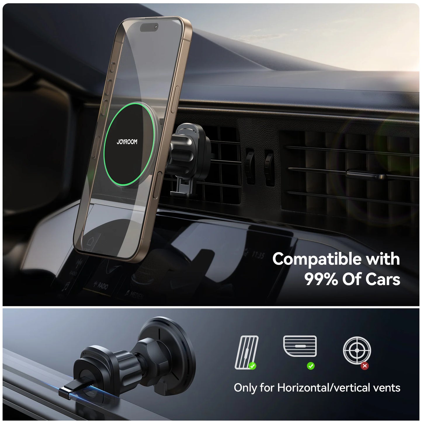 Joyroom JR-ZS412 Magnetic Wireless Car Charger Mount – Black