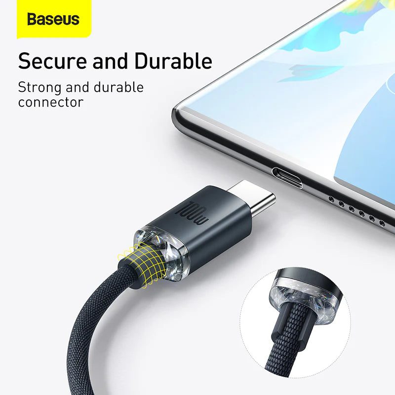 Baseus Crystal Shine Series cable USB cable for fast charging and data transfer USB Type A - USB Type C 100W 2m black (CAJY000501) - Saif Al Najmi Kw