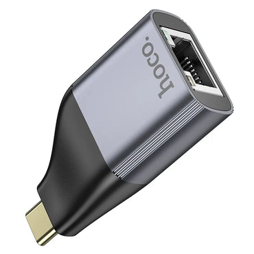Hoco UA35 Type-C to RJ45 Ethernet Adapter – 1000Mbps USB-C LAN Converter (Metal Grey) - Saif Al Najmi Kw