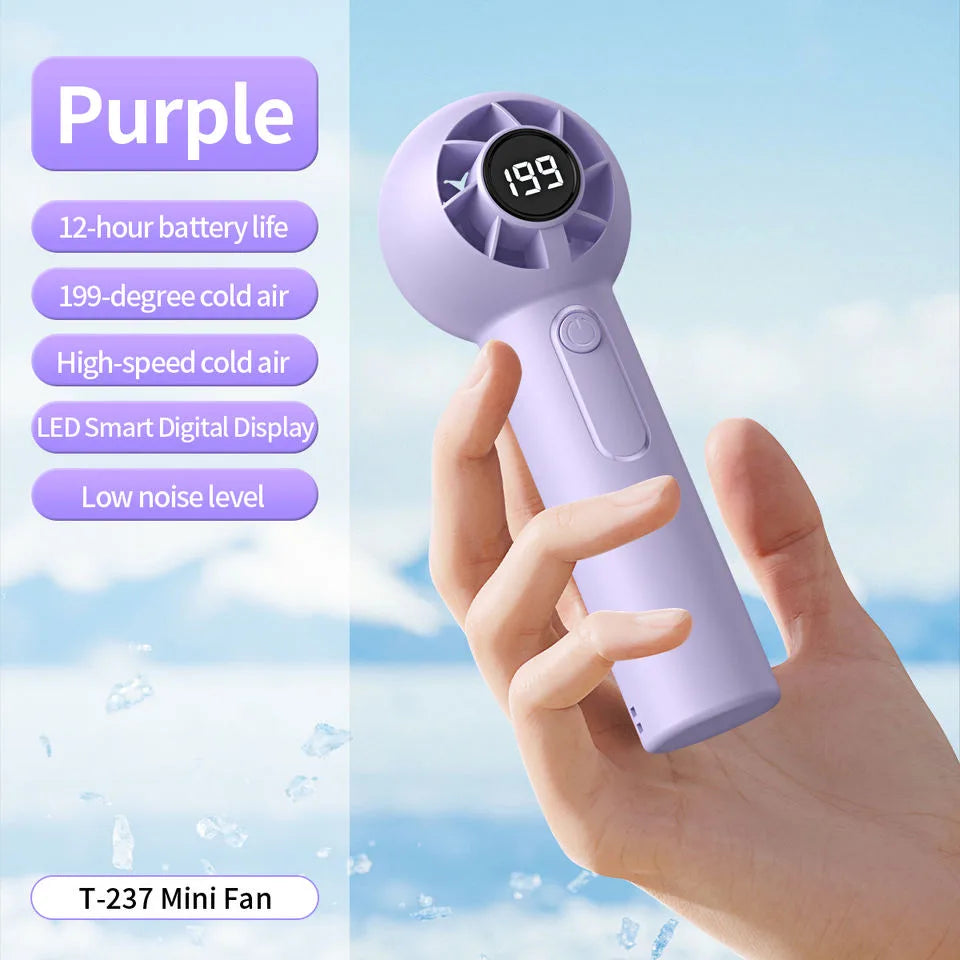 Portable Rechargeable Handheld Fan — Car Bedroom Outdoor