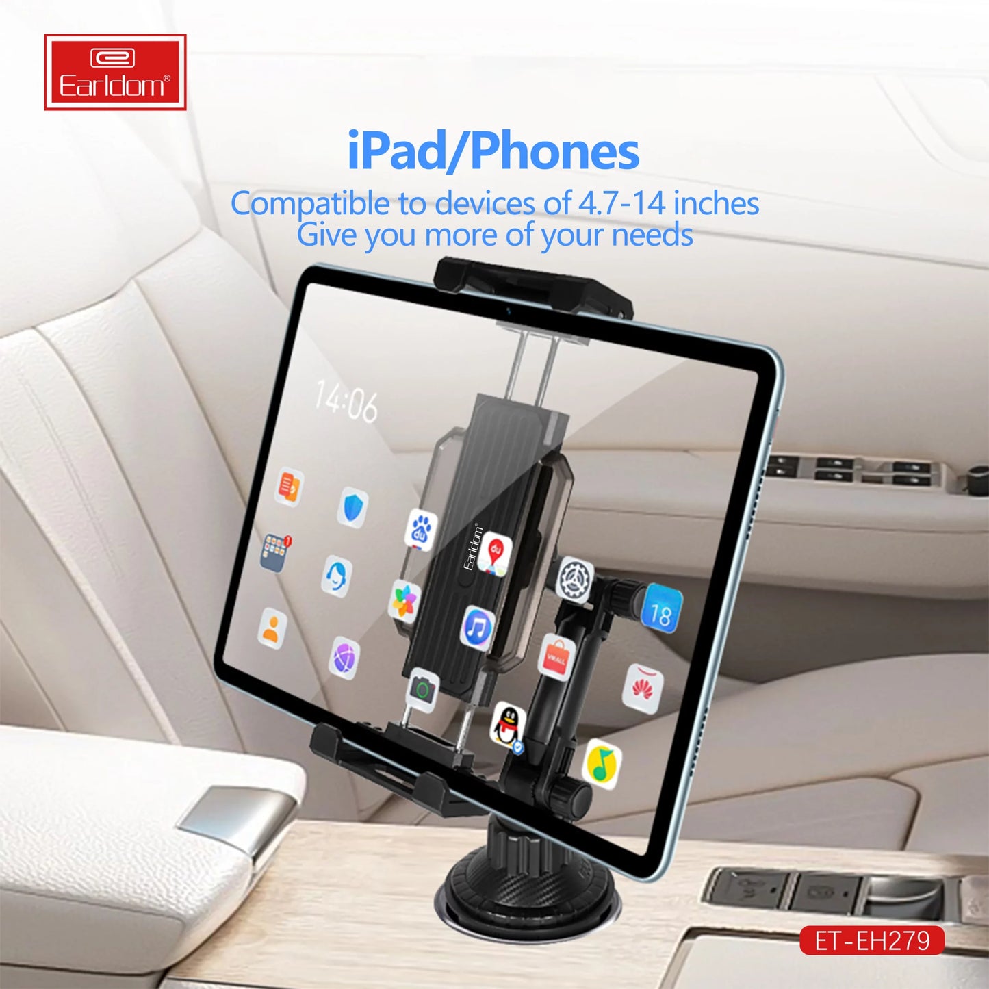 Earldom ET-EH279 Car Cup Mount Phone Holder – Adjustable Arm