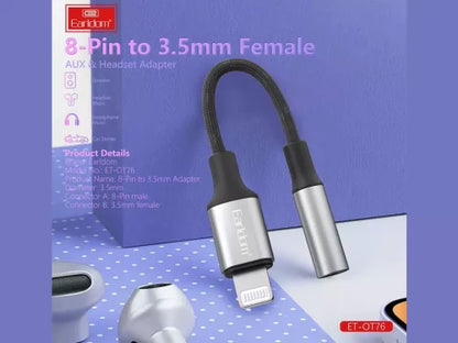 Earldom Lightning to 3.5mm Adapter (Black)- ot76 - Saif Al Najmi Kw