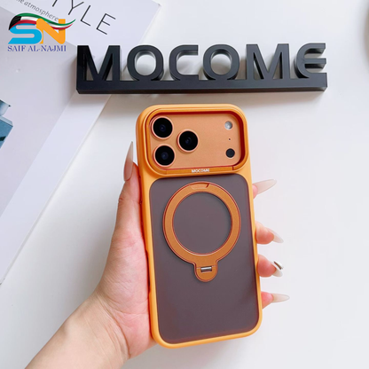 MOCOME MagSafe-Compatible iPhone 17 Pro / 17 Pro Max Case with Magnetic Ring – Shockproof Bumper (Orange/Grey)