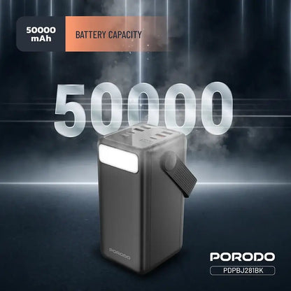 50,000mAh Power Bank Porodo Lara with Integrated Cables & Flashlight - Black - Saif Al Najmi KwPOWER STATIONPorodoSaif Al Najmi Kw50,000mAh Power Bank Porodo Lara with Integrated Cables & Flashlight - Black