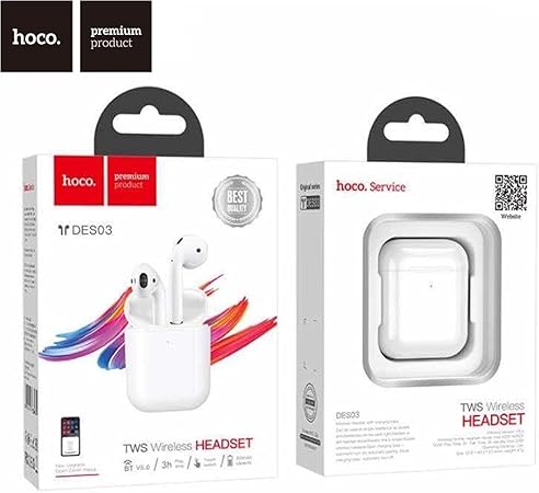 Hoco DES03 Bluetooth Headset Earbuds - white - Saif Al Najmi Kw