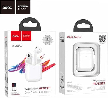 Hoco DES03 Bluetooth Headset Earbuds - white - Saif Al Najmi Kw