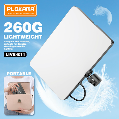 PLOKAMA LIVE-E11 10W LED Panel Light 2700-6500K Studio Light