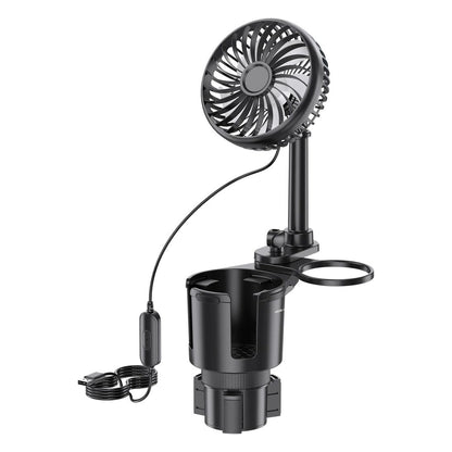 Green Lion Drive Fan Duo 2-In-1 Cup Holder with Car Fan - Black