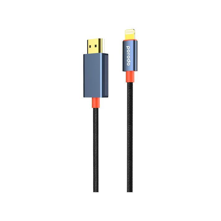 Porodo Woven Cable Lightning to HDMI 2M - Black - Saif Al Najmi Kw