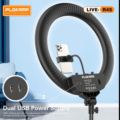 PLOKAMA LIVE R45 18 Inch LED Ring Light 450mm Soft Light