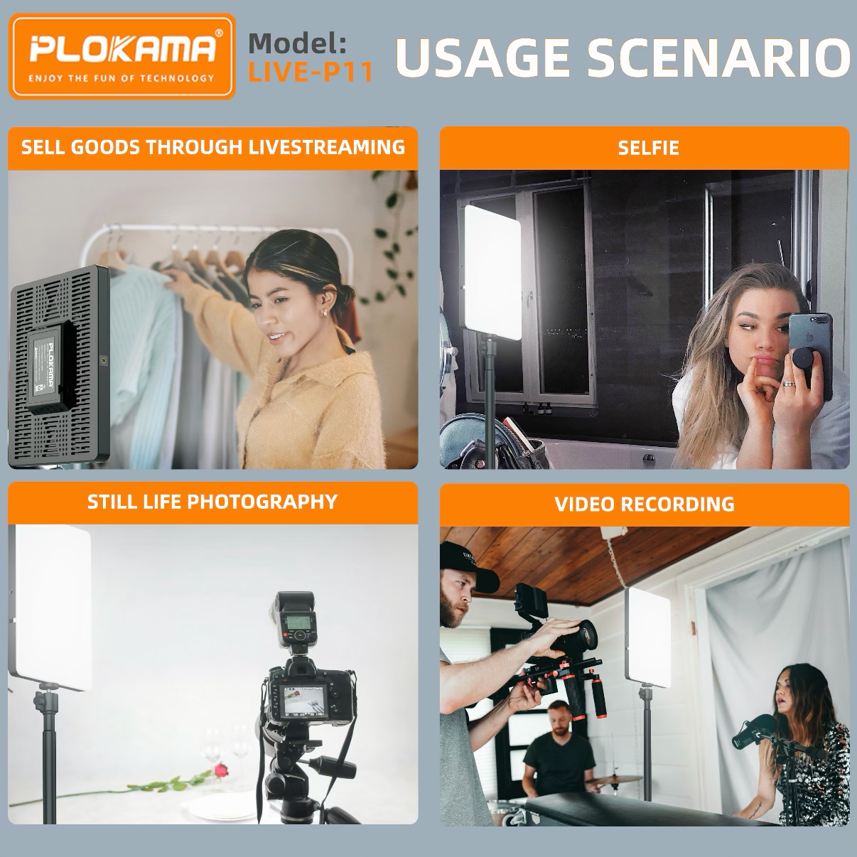 PLOKAMA LIVE-P11 LED Fill Light Panel Soft Studio Video Light