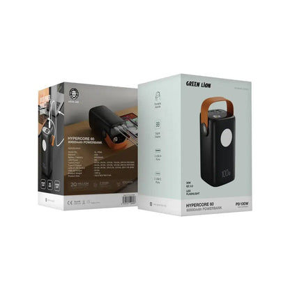 60,000mAh Power Bank Green Lion Hyper Core 100W Fast Charging - Black - Saif Al Najmi KwPower BanksGreen LionSaif Al Najmi Kw60,000mAh Power Bank Green Lion Hyper Core 100W Fast Charging - Black