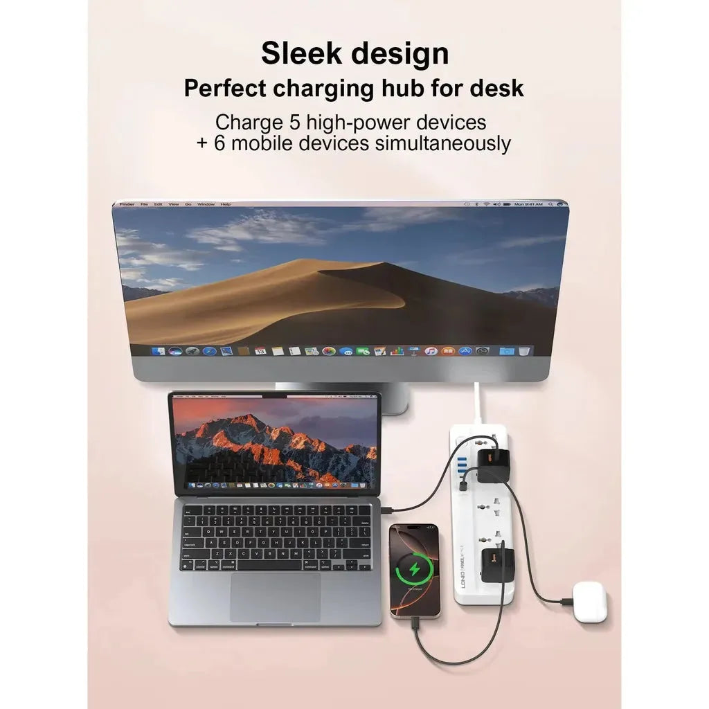 LDNIO SC5614C 5 AC Outlets Universal Power Strip – USB-A/USB-C 2M