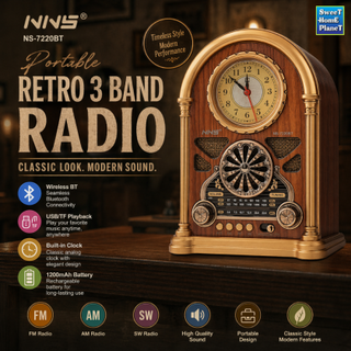 Sweet Home Planet NNS NS-7220BT Classic Retro Radio – Bluetooth USB TF AM FM SW