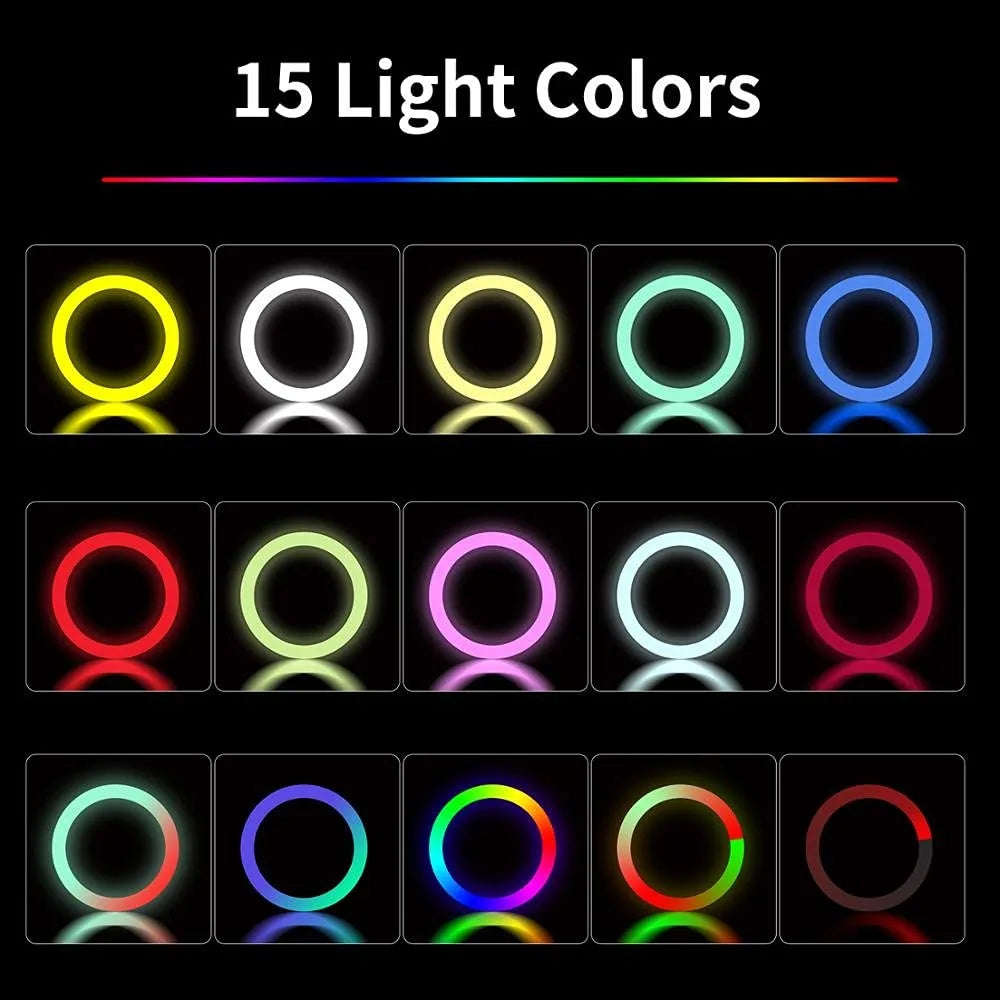 BKN® Portable MJ45 18" RGB Desktop Soft LED Ring Light - 16 RGB Colors & Three Mobile Holders - Saif Al Najmi Kw