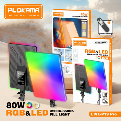 PLOKAMA LIVE P19 Pro 80W RGB LED Fill Light Studio Panel