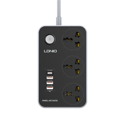 LDNIO SC3412 2500W Defender Series Power Strip – 20W USB-C PD + 3×QC3.0 (4 USB Ports + 3 AC Sockets)