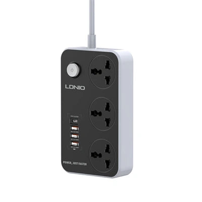 LDNIO SC3412 Universal Power Strip with 3 AC Outlets
