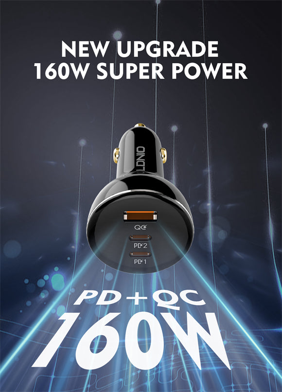 LDNIO 160W 3 USB Super Fast Car charger C102 - Saif Al Najmi Kw