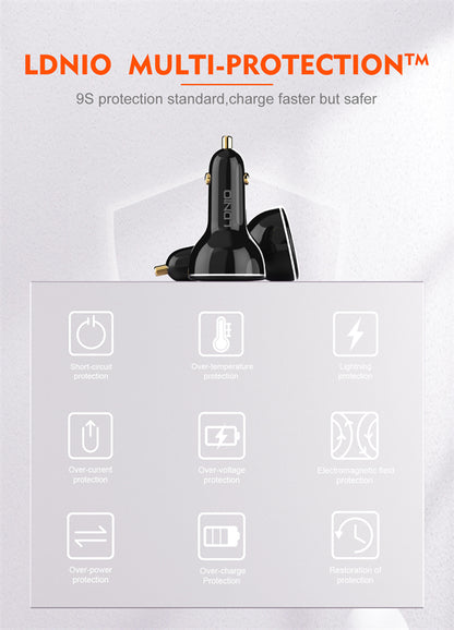 LDNIO 160W 3 USB Super Fast Car charger C102 - Saif Al Najmi Kw