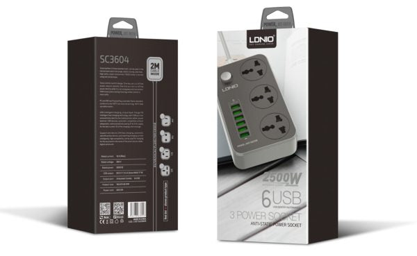 LDNIO 3 AC Outlets Universal Power Strip SC3604 - Saif Al Najmi Kw