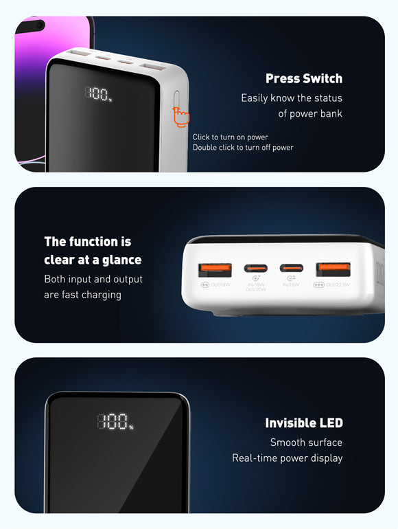 20000mAh Magnetic Wireless Power Bank PQ18 - Saif Al Najmi Kw