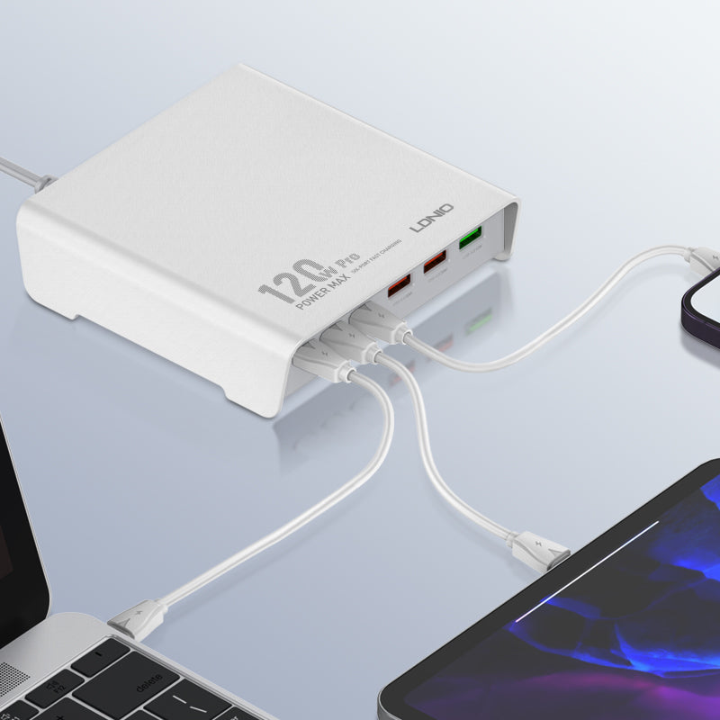 LDNIO Q605 120W Desktop Charging Station – 6-Port PD & QC Fast Charger Hub - Saif Al Najmi Kw