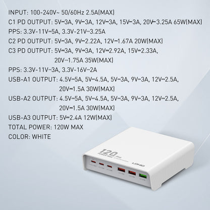 LDNIO Q605 120W Desktop Charging Station – 6-Port PD & QC Fast Charger Hub - Saif Al Najmi Kw