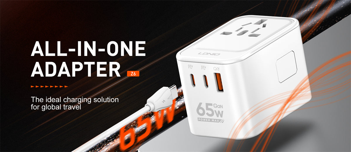 LDNIO  3 USB Ports 65W GaN Travel Adapter Z6 - Saif Al Najmi Kw