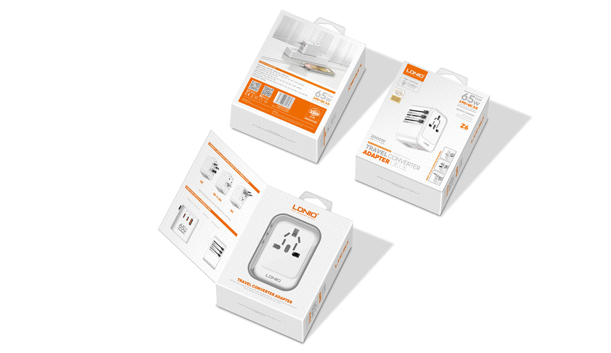 LDNIO  3 USB Ports 65W GaN Travel Adapter Z6 - Saif Al Najmi Kw