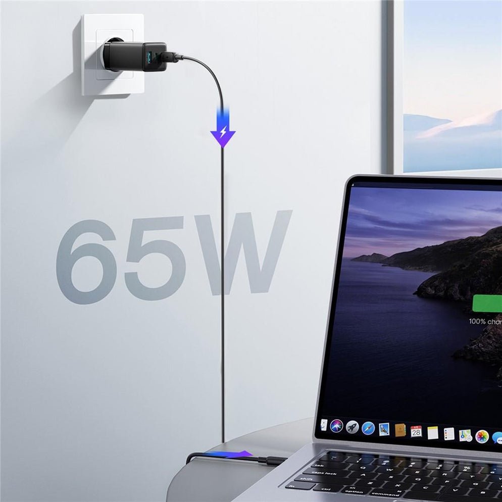 65W Joyroom JR - TG10 GaN Fast Wall Charger + A14 100W Type - C Cable - Black - Saif Al Najmi KwDesktop ChargersJoyroomSaif Al Najmi Kw65W Joyroom JR - TG10 GaN Fast Wall Charger + A14 100W Type - C Cable - Black