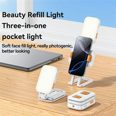 Yesido DH10 Pocket Light Stand – 3-in-1 Folding Phone Holder with Lighting