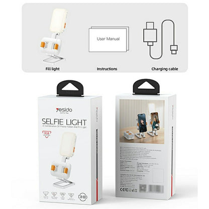 Yesido DH10 Pocket Light Stand – 3-in-1 Folding Phone Holder with Lighting