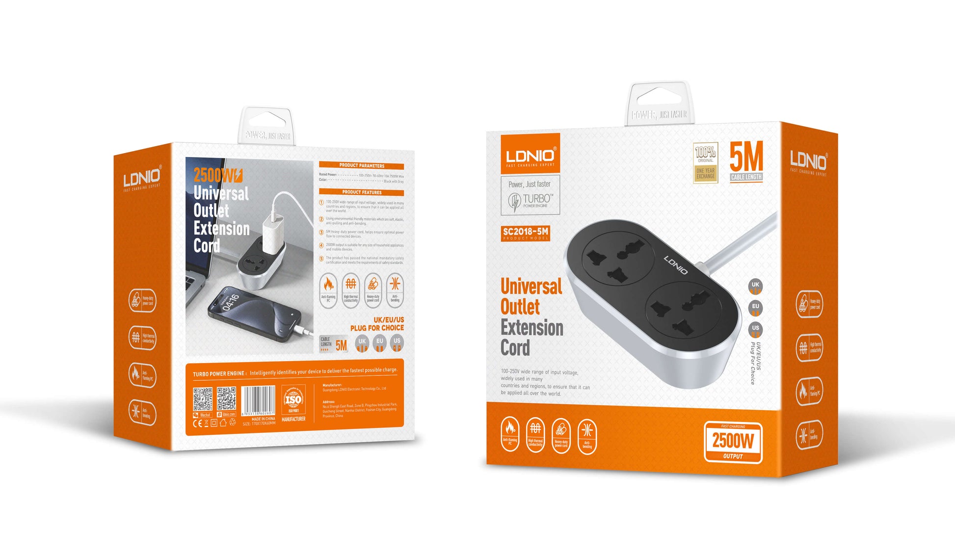 LDNIO 2 AC Outlet Universal Extension Power Socket SC2018 10M - Saif Al Najmi Kw
