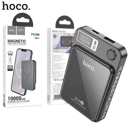 Hoco magnetic wireless charging power bank(10000mAh)- DB41- Black - Saif Al Najmi Kw