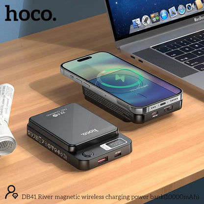 Hoco magnetic wireless charging power bank(10000mAh)- DB41- Black - Saif Al Najmi Kw
