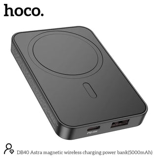 Hoco magnetic wireless charging power bank(10000mAh)- DB41- Black - Saif Al Najmi Kw