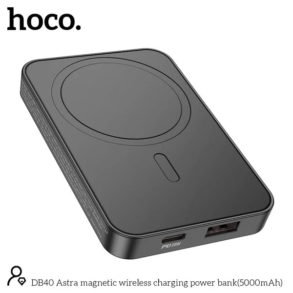 Hoco magnetic wireless charging power bank(10000mAh)- DB41- Black - Saif Al Najmi Kw