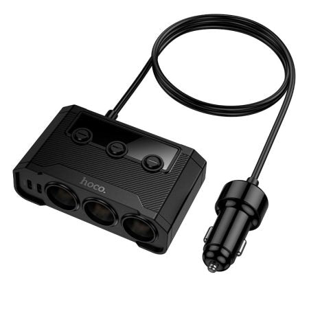 Hoco Z64 Anshun 240W digital display 3-in-1 cigarette lighter(2C2A) car charger black