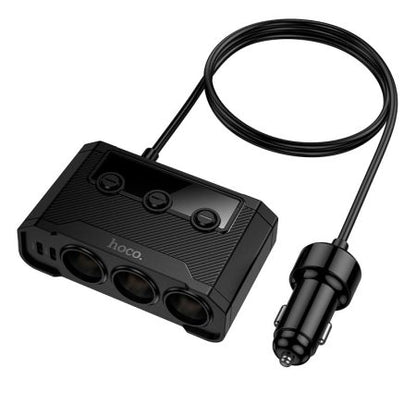 Hoco Z64 Anshun 240W digital display 3-in-1 cigarette lighter(2C2A) car charger black
