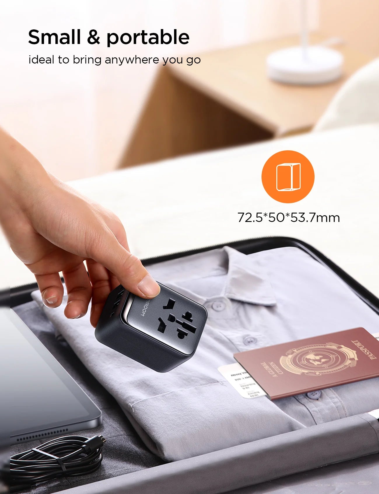 محول سفر عالمي Joyroom بقوة 17 واط مع منافذ USB - أسود (JR-TCW01) 
