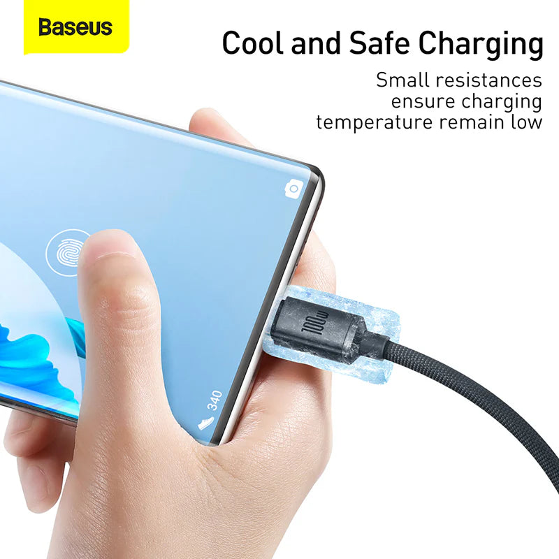 Baseus Crystal Shine Series cable USB cable for fast charging and data transfer USB Type A - USB Type C 100W 2m black (CAJY000501) - Saif Al Najmi Kw