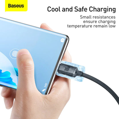 Baseus Crystal Shine Series cable USB cable for fast charging and data transfer USB Type A - USB Type C 100W 2m black (CAJY000501) - Saif Al Najmi Kw