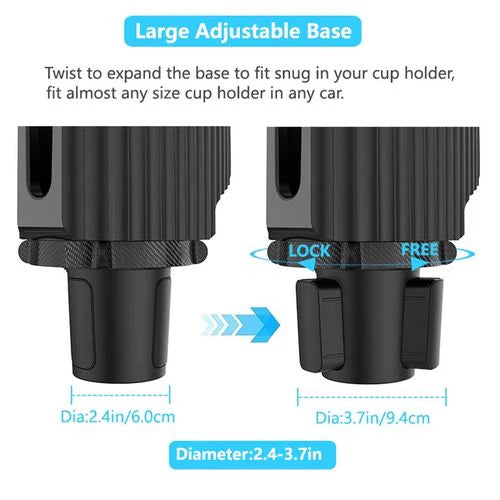 Car Cup Holder Expander with Phone Holder & Coaster - 360° Adjustable Base  html Copy - Saif Al Najmi Kw