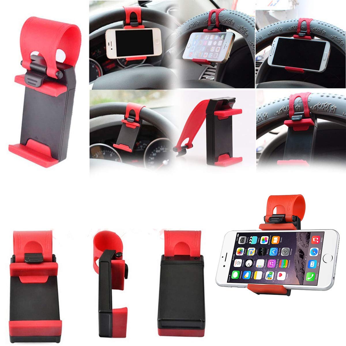 Car Steering Wheel Phone Holder – Universal Adjustable Mount