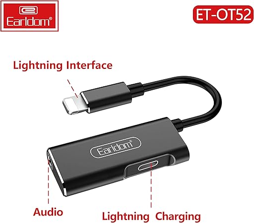 Earldom 2-in-1 Lightning Adapter to Lightning Charger and AUX 3.5mm - Saif Al Najmi Kw