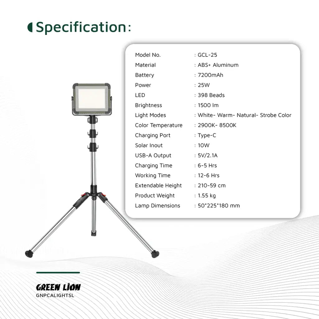 7200mAh Solar Camping Light Rechargeable LED Lantern Green Lion - Silver - Saif Al Najmi KwLED LightGreen LionSaif Al Najmi Kw7200mAh Solar Camping Light Rechargeable LED Lantern Green Lion - Silver